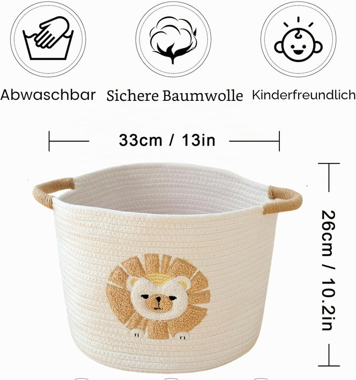 Aufbewahrungskorb Kinder Korb Geflochten Wäschekorb Kinderzimmer Wickeltisch Organizer Korb Mit Löwe