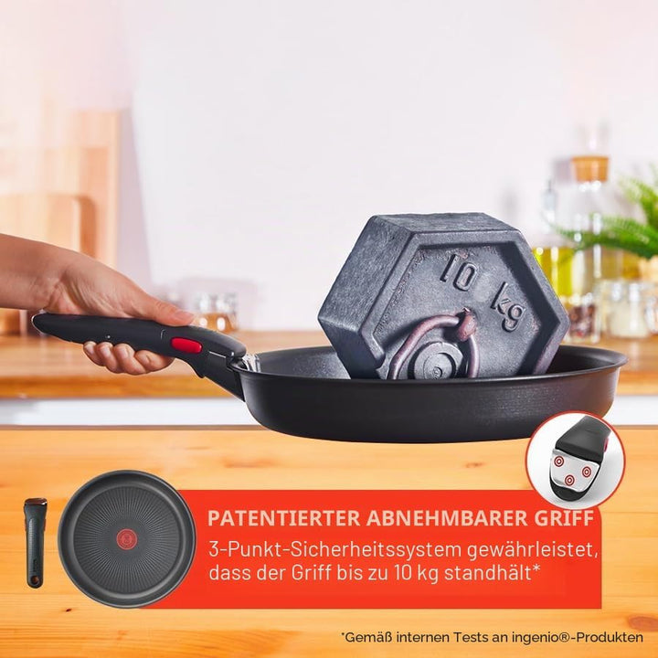 Tefal Ingenio Easy ON Try-Me Pfannenset, 7-teilig, stapelbar, abnehmbarer Griff, platzsparend, antih