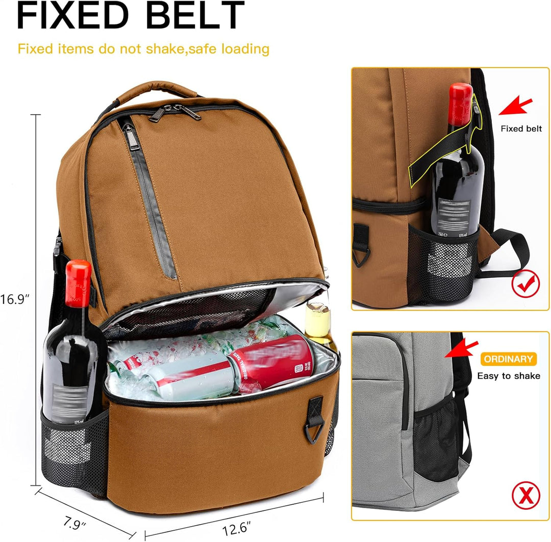 Kühlrucksack 28L Isolierter Kühltasche Picknickrucksack Doppelte Schicht Klein Thermo Rucksack für C