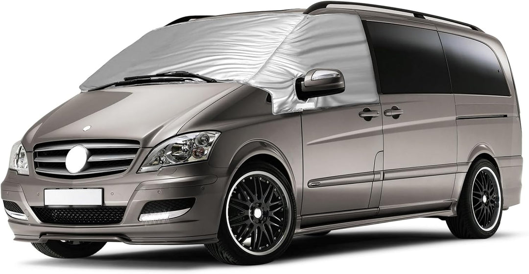 Externe Thermo Scheibenabdeckung passend für Mercedes-Benz Viano/Vito W639 2003-2014, Luxus Silber W