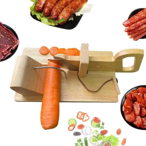 Wurstschneider Guillotine für Zuhause, Holz Wurstschneidemaschine, Edelstahl scharfe Klinge Wurstsch
