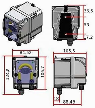 Dosierpumpe, Schlauchpumpe PVG 230V regelbar 0,9-4 l/h mit Betriebsanzeige und