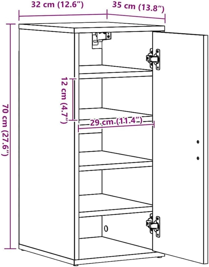vidaXL Schuhschrank Schwarz Eichen-Optik 32x35x70 cm Holzwerkstoff, Schuhregal, Schuhablage, Schrank