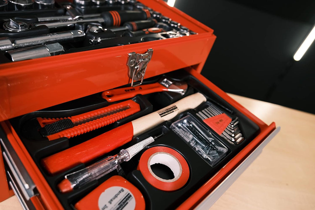 Brüder Mannesmann Werkzeugbox, bestückt, 155-teilig | M29066 Single, Single