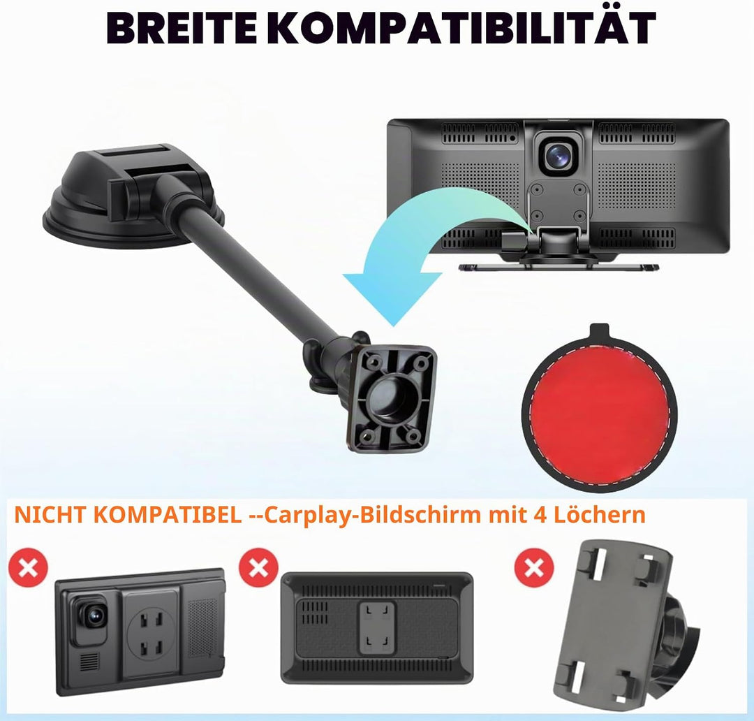 Saugnapfhalterung für Carplay Bildschirm mit Schrauben, 11,8 Zoll Langer Arm, 360° Verstellbarer Arm