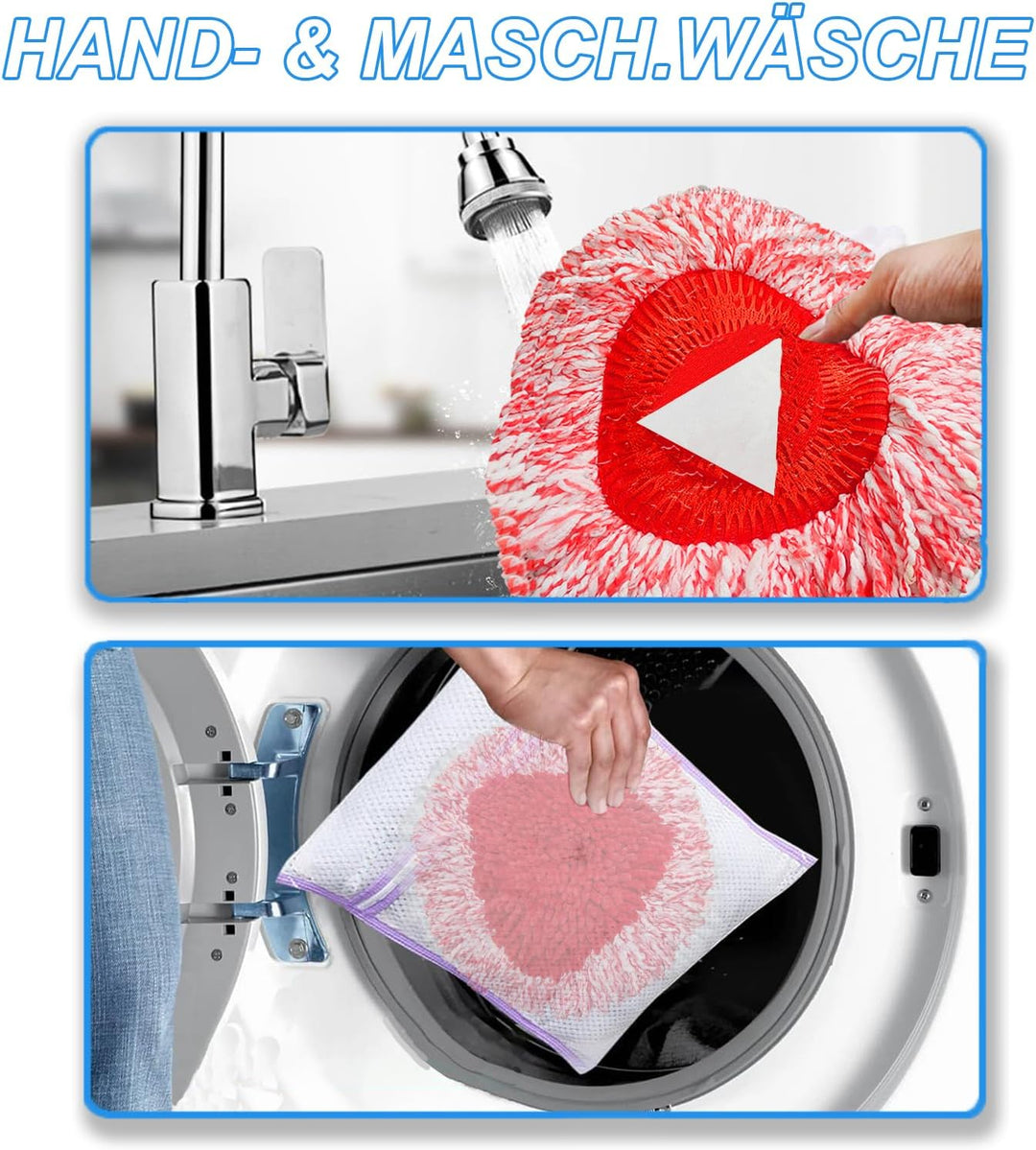 2 Stück Spin Wischmopp Ersatzbezug für Vileda Turbo Mop,3 in 1 Wischmop Wischer Ersatzköpfe mit 76-1