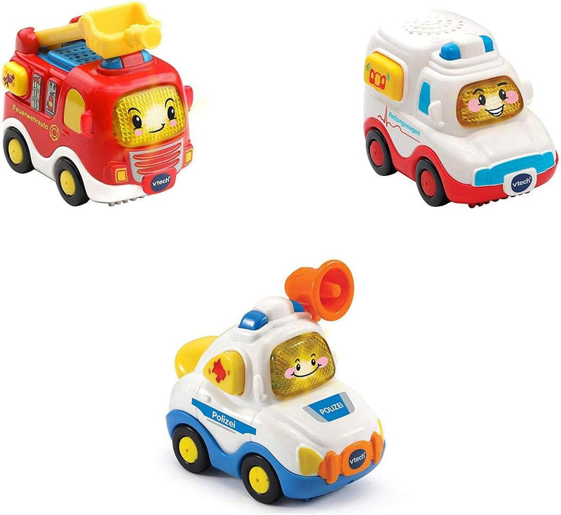 Vtech 80-242104 Tut Tut Baby Flitzer - 3er Set Einsatzfahrzeuge (Feuerwehrauto, Rettungswagen, Poliz