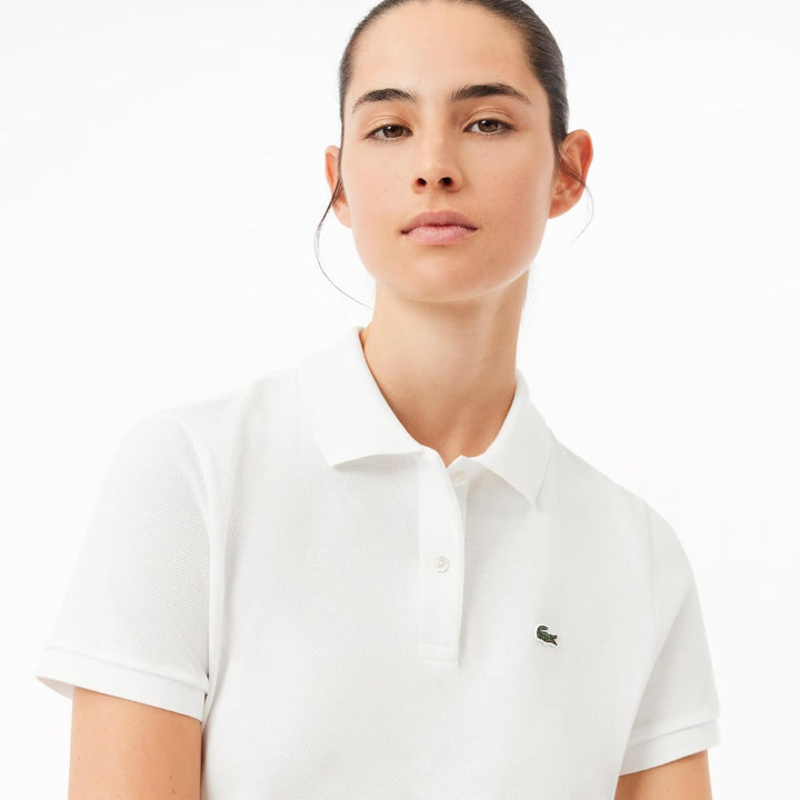 Lacoste Damen Polo-Shirt Kurzarm PF7839, Frauen Polo-Hemd,2 Knopf,Regular Fit 42 Blanc, 42 Blanc