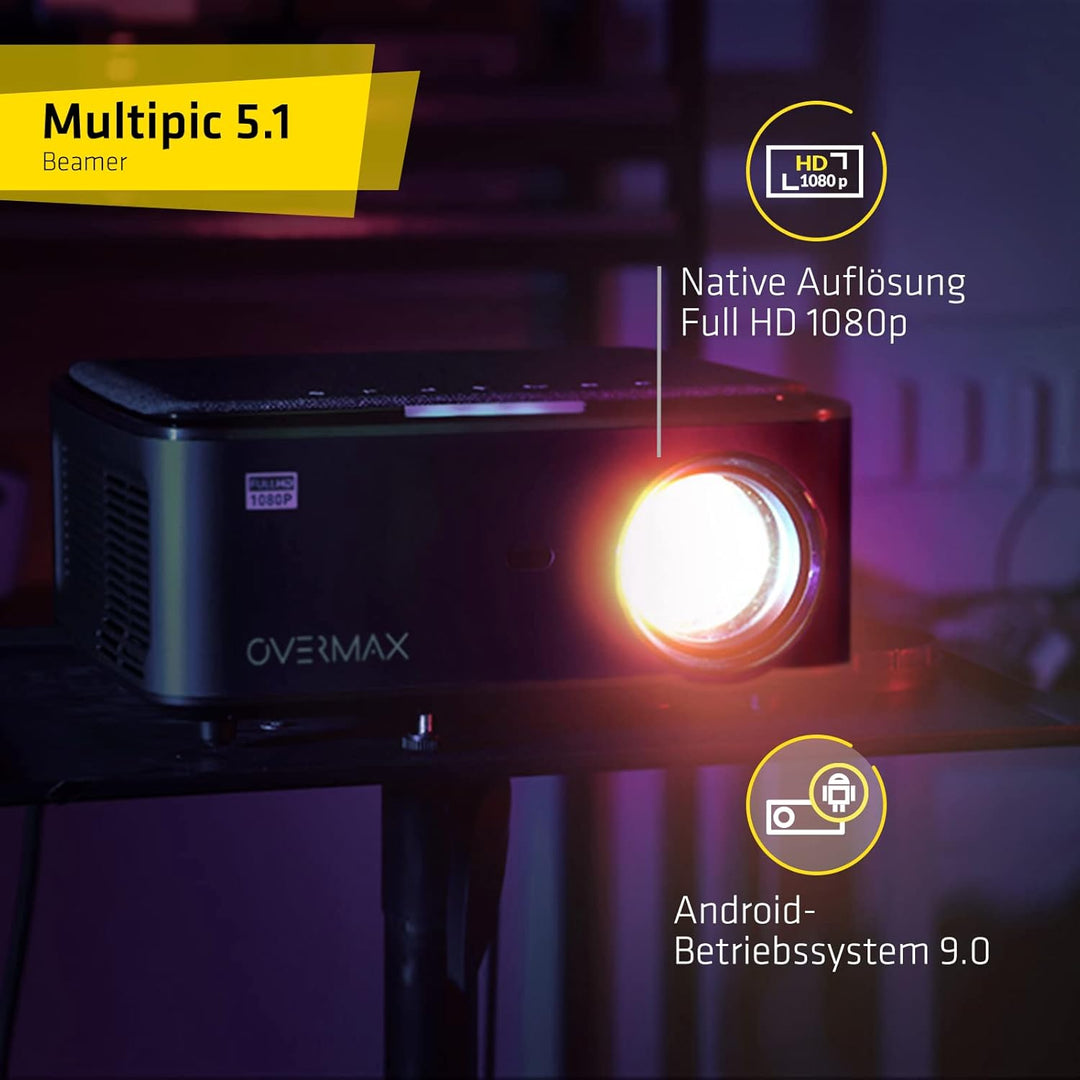 OVERMAX Multipic Bildprojektor, Projektor LED, Full HD 1080p, 3175x257x1172 cm, Seitenverhältnis 16: