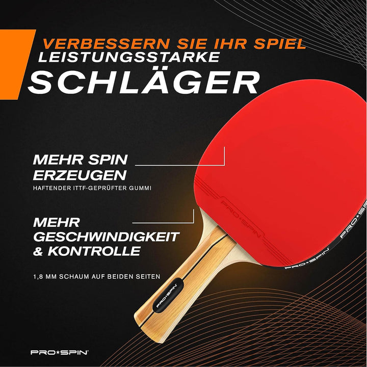 PRO-SPIN Tischtennisschläger – Hochleistungs-Tischtennis Set | Premium Tischtennisschlaeger, 3-Stern