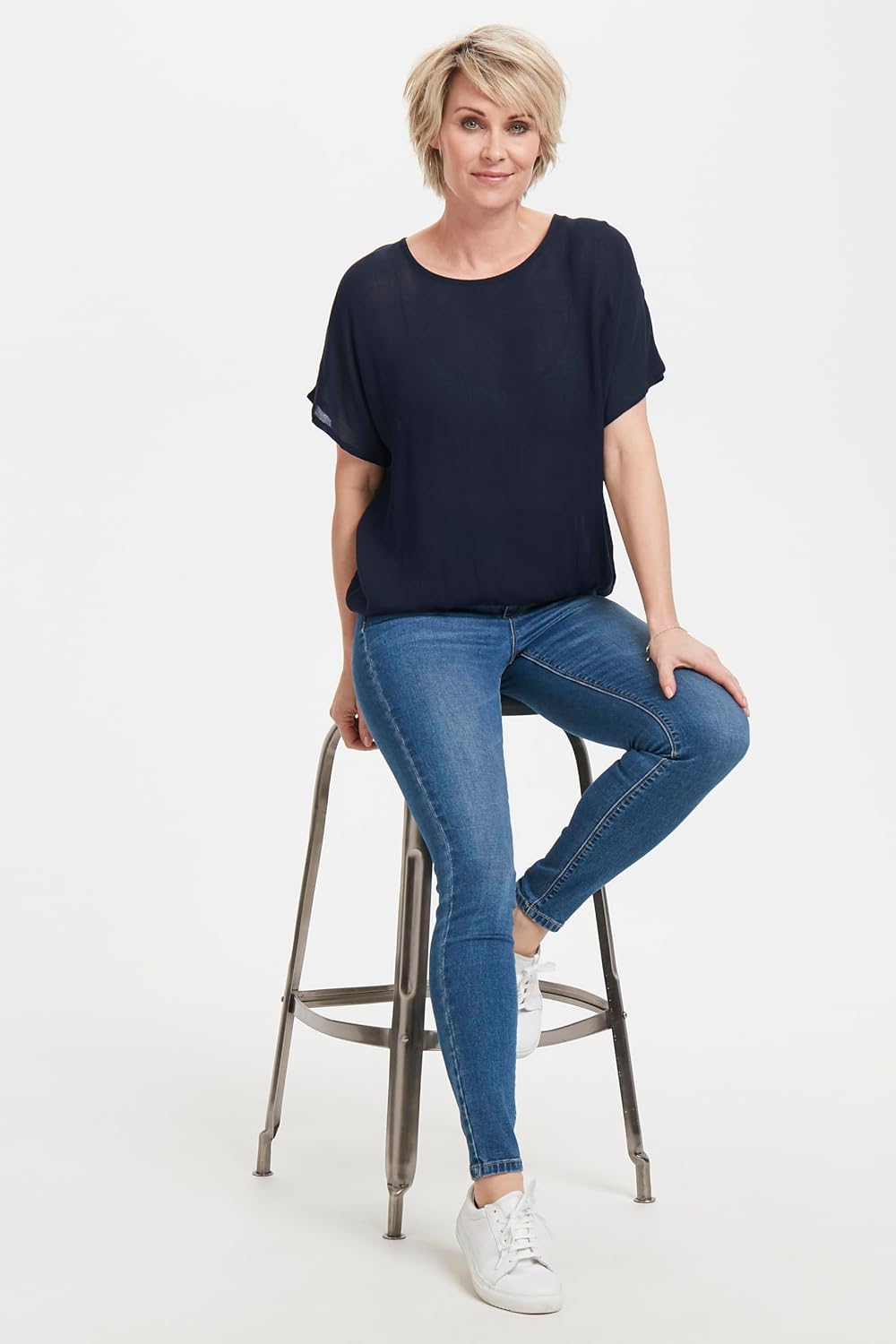 KAFFE Damen Bluse ärmellos KAamber KAamber Stanley Kurzarm 34 Midnight Marine, 34 Midnight Marine