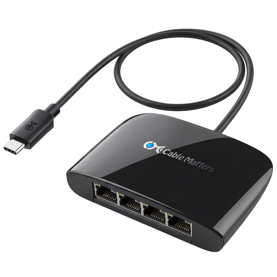 Cable Matters USB C auf 4-Port Gigabit Ethernet Switch (USB C auf LAN Splitter, USB C Ethernet Verte