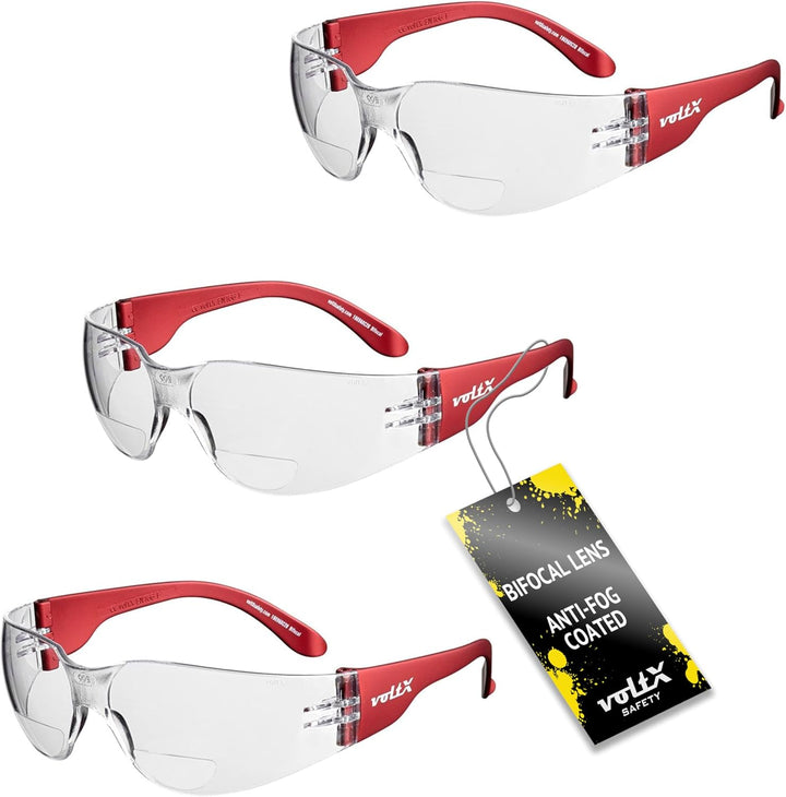 voltX 3 x GRAFTER’ BIFOKALE (KLAR +3.0 Dioptrie) Leichtgewichts Industrie Lesen Schutzbrille, EN166F