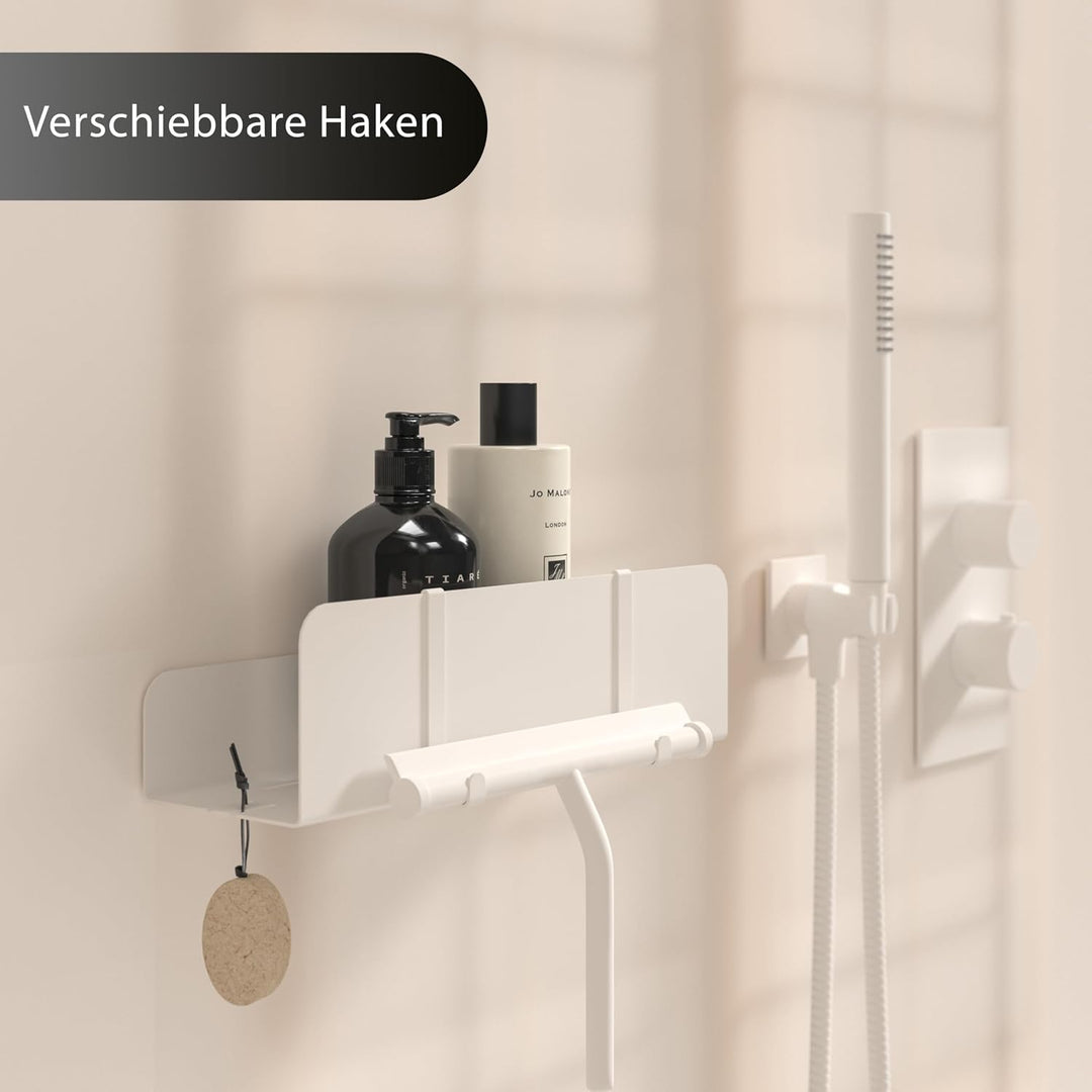 Duschablage ohne Bohren | Edelstahl Duschregal mit Ablaufrillen | Duschkorb zum Kleben | Badregal Se