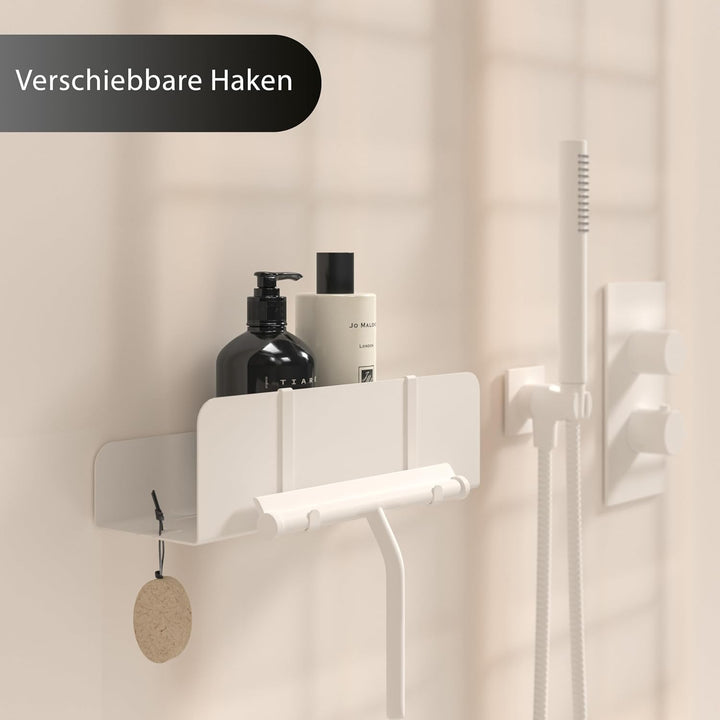 Duschablage ohne Bohren | Edelstahl Duschregal mit Ablaufrillen | Duschkorb zum Kleben | Badregal Se