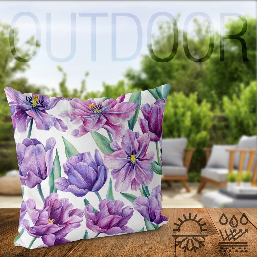 VOID Lila Blumen Blumenmuster 80x80 Kissenhülle Polyester Zierkissen Couchkissen Ostern Osterdeko De