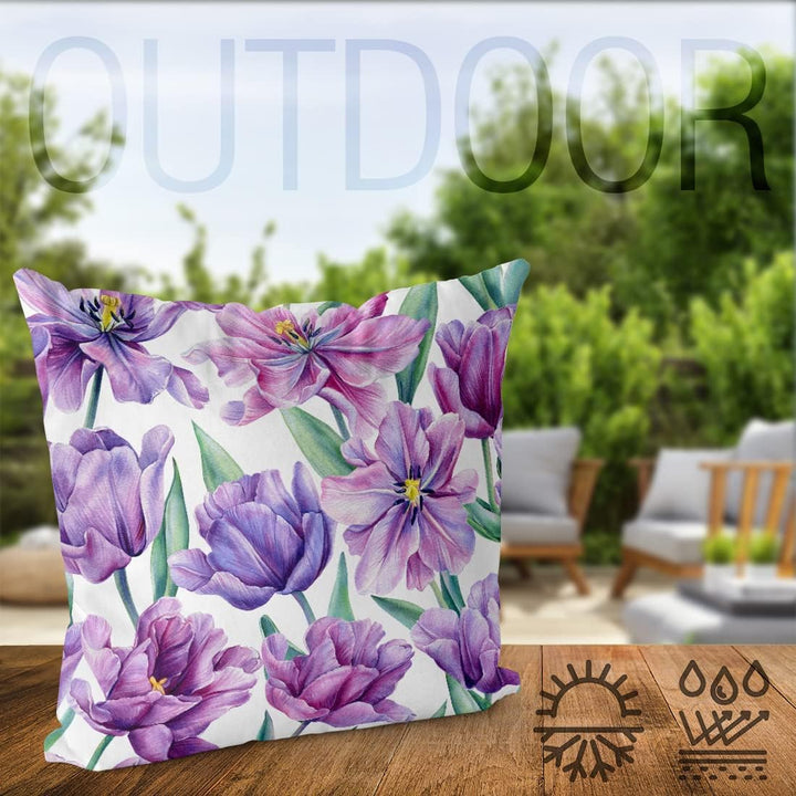 VOID Lila Blumen Blumenmuster 80x80 Kissenhülle Polyester Zierkissen Couchkissen Ostern Osterdeko De