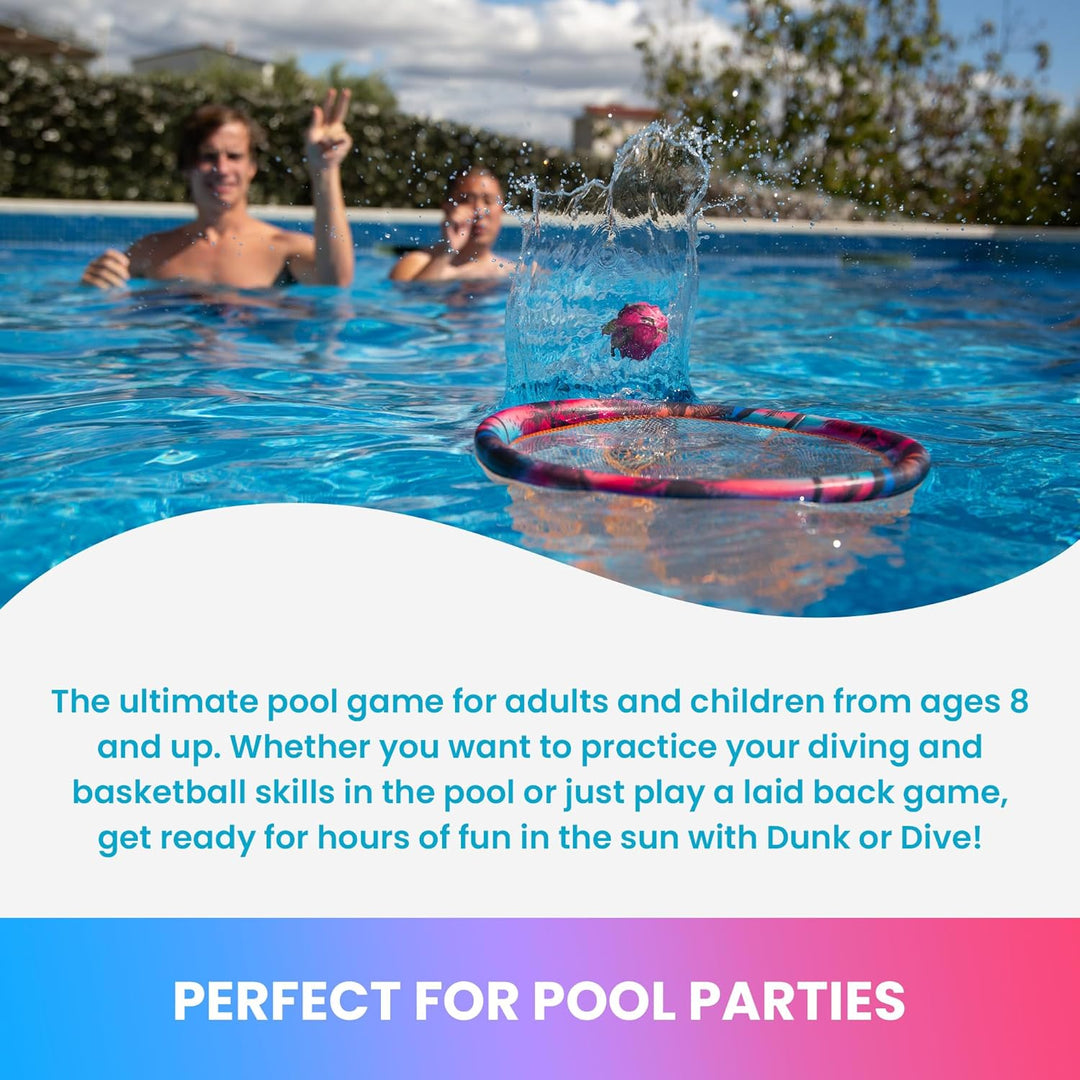 Waboba Dunk oder Dive Pool-Spielzeug-Wurfspiel – Schwimmringnetz und Tauchball-Set – für Schwimmbäde