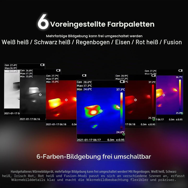 Handheld Wärmebildkamera, 96 * 96 IR Thermal Imaging Camera 25Hz TISR 240 * 240, -20°C bis 550°C, NE