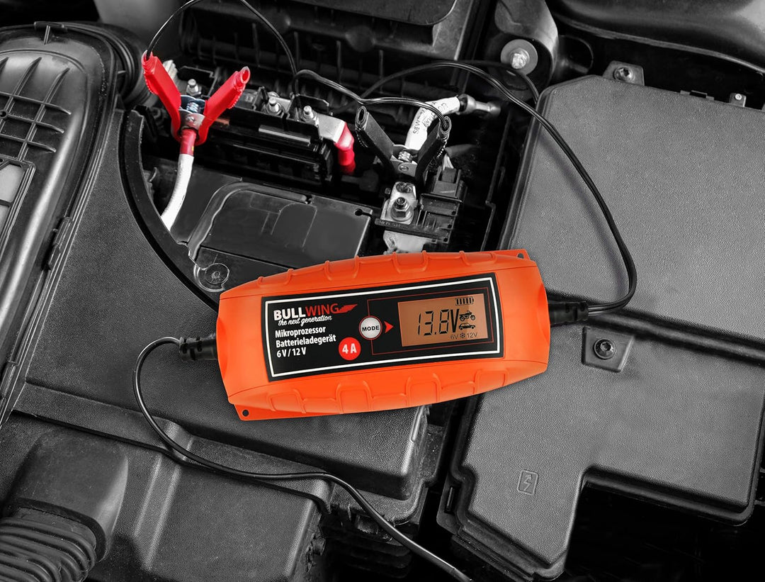Bullwing Batterieladegerät KFZ Auto Motorrad Mikroprozessor 6/12V 4A Vollautomatisches Batterie Lade