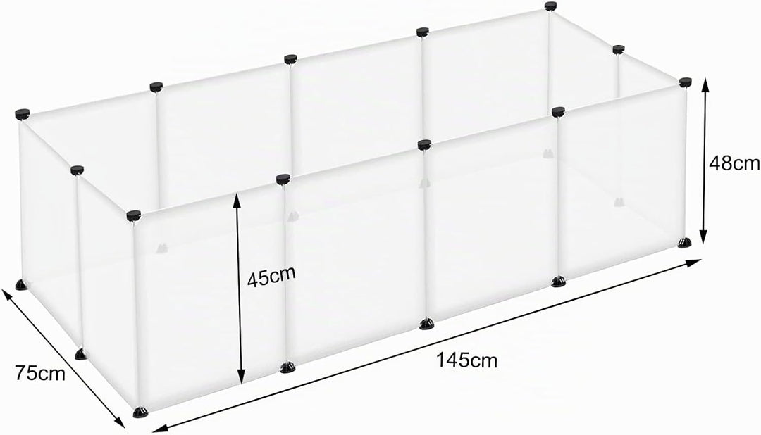 FIVMEN Freilaufgehege Kleintiergehege 145x75x48cm Freigehege Gittergehege 12-Platten Laufstallgitter