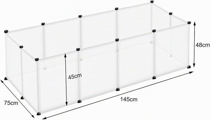 FIVMEN Freilaufgehege Kleintiergehege 145x75x48cm Freigehege Gittergehege 12-Platten Laufstallgitter