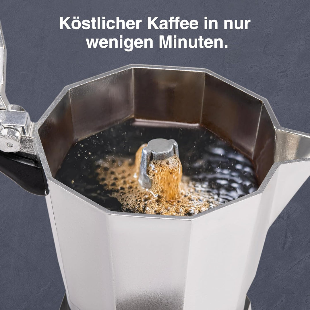VonShef Espressokanne für den Herd, 600 ml Italienischer Espressokocher aus Aluminium für Gas- & Ele