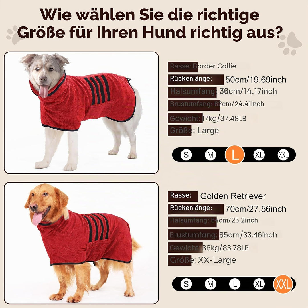 Bademantel für Hunde, Mikrofaser Hundebademantel für mittelgrosse und grosse Hunde, Badetuch, Hundeh