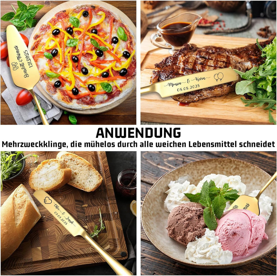 Personalisiertes Tortenmesser & Servierset mit individuellem Namen und Text - Tortenservierset & Hoc