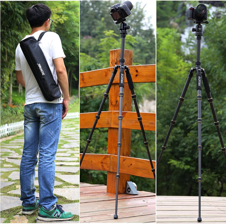 ZOMEI Z699C Kohlefaser Portable Stativ mit Kugelkopf Compact Travel für Canon, Sony, Nikon, Samsung,