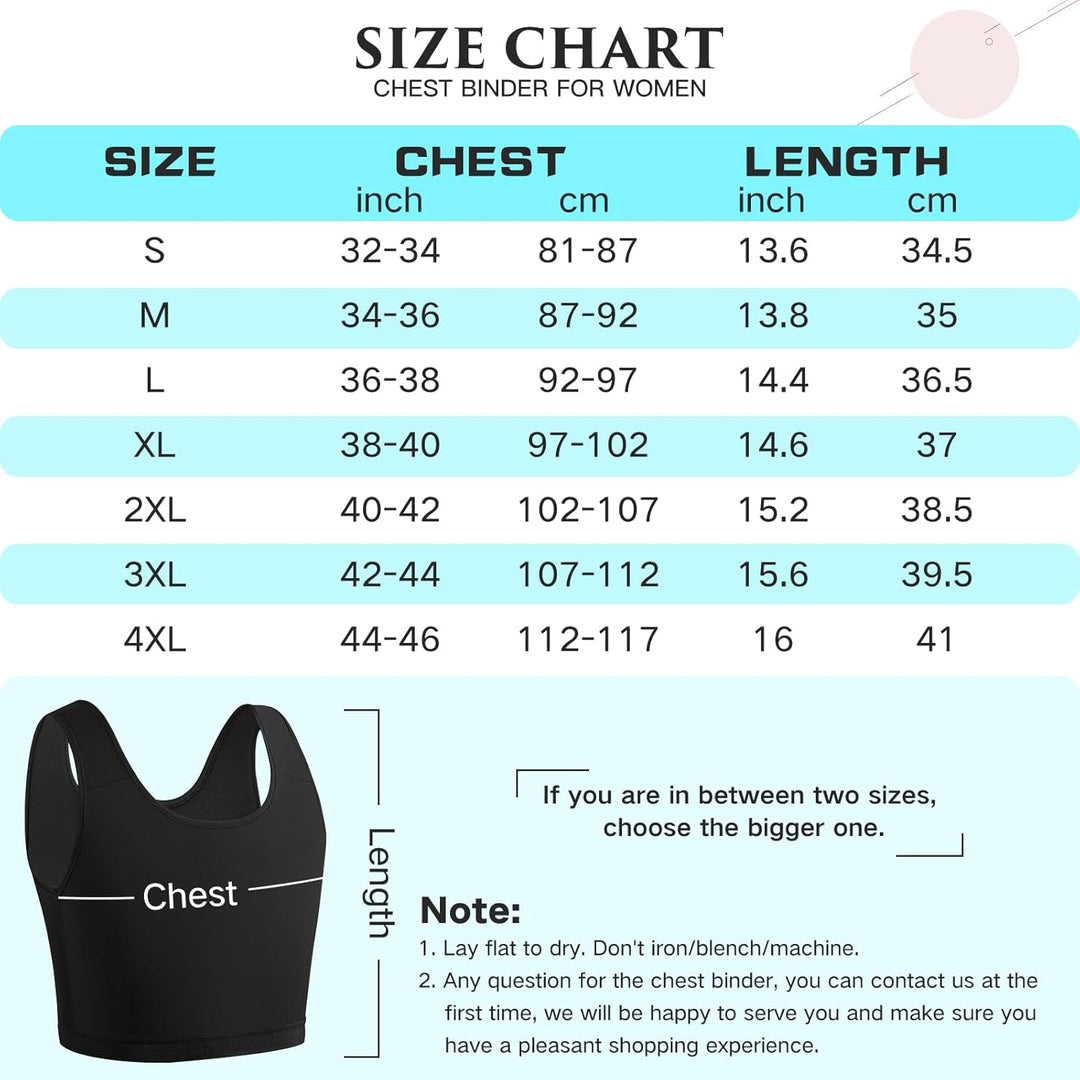 XUJI Atmungsaktive Halb Brust Binder für Transgender FTM Pullover Binder XXL N-schwarz, XXL N-schwar