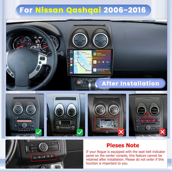 Hikity [8 Core 4+64GB] Android 15 Autoradio, für Nissan Qashqai J10 (2006-2016) Radio CarPlay Androi