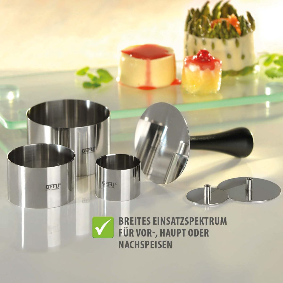 Gefu Profispeisenringe Formidable, Silber, Set für Kuchen, Desserts, Burger und mehr