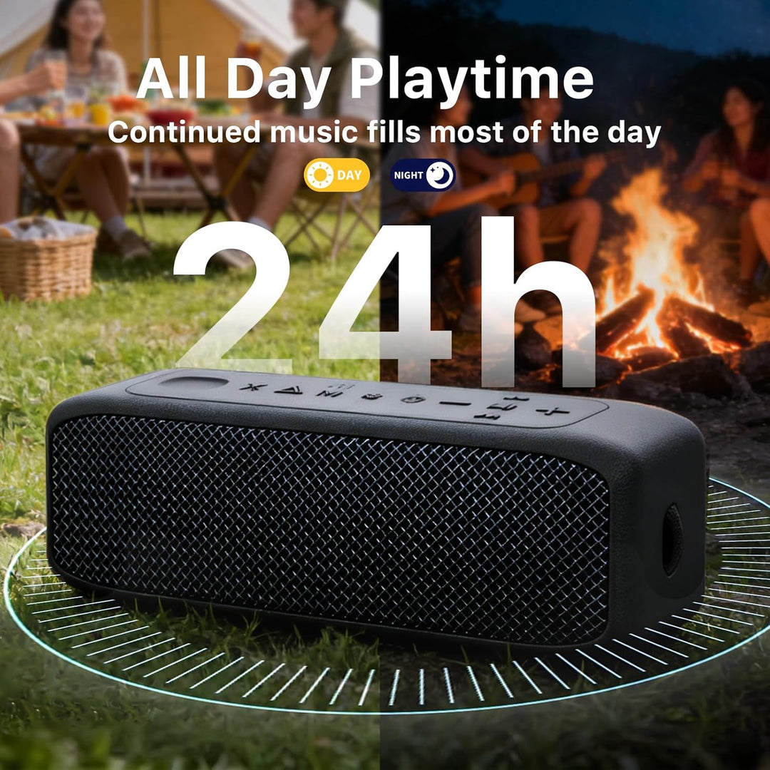 JUOVI kabelloser Tragbarer Bluetooth Lautsprecher, IP68 Wasserdicht, 24 Stunden Spielzeit, Bluetooth