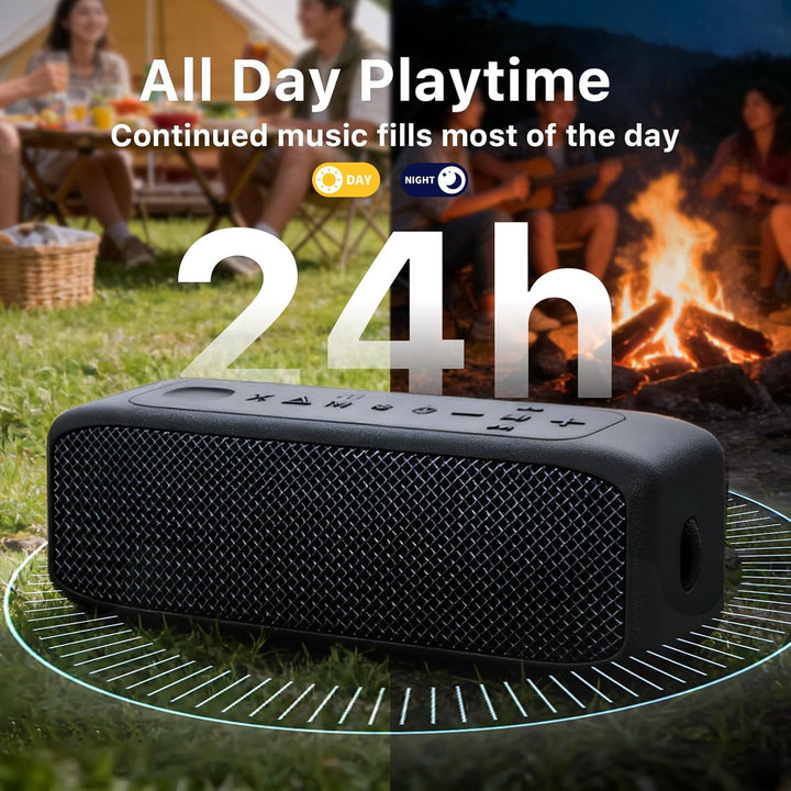 JUOVI kabelloser Tragbarer Bluetooth Lautsprecher, IP68 Wasserdicht, 24 Stunden Spielzeit, Bluetooth
