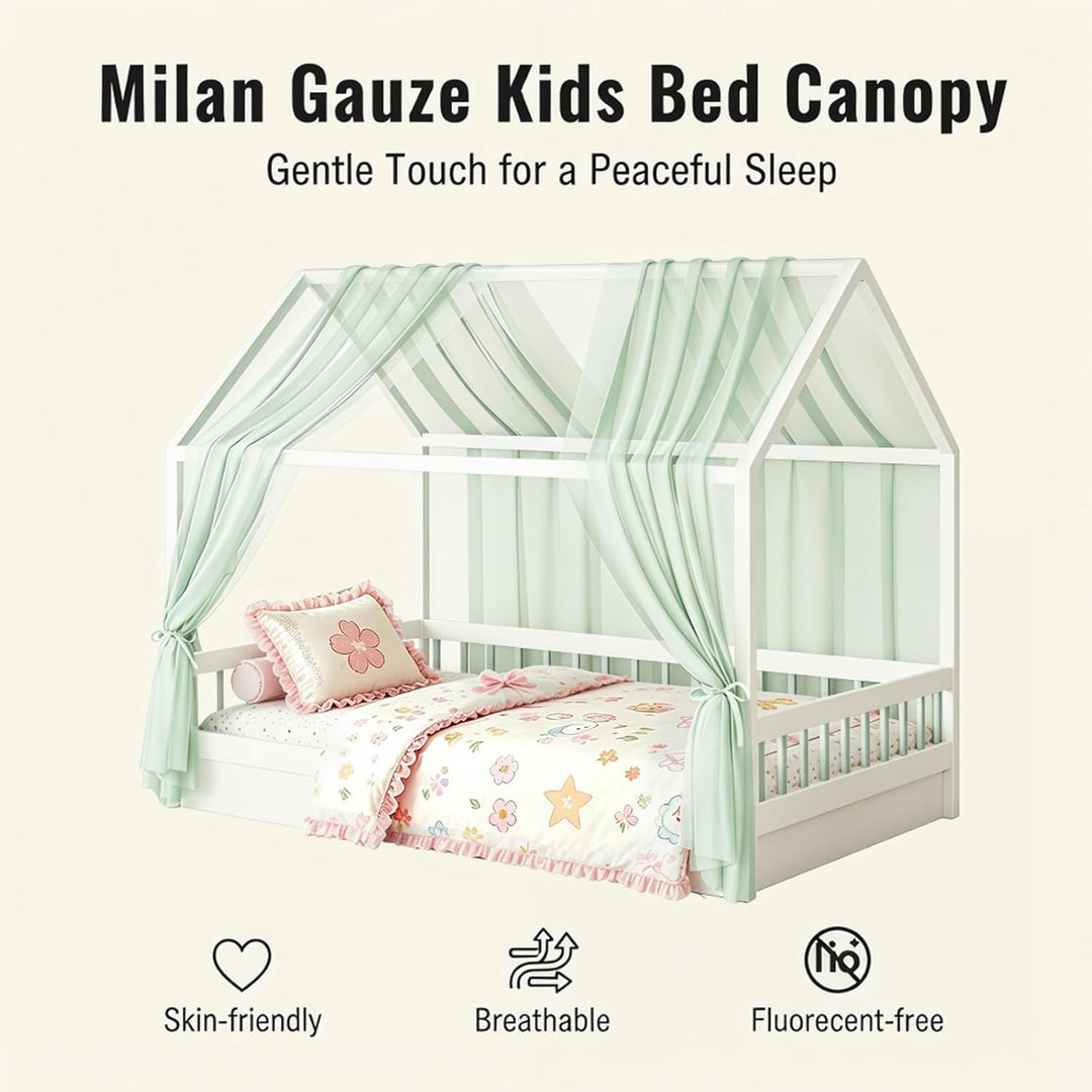 MeYuxg Hausbett Himmel Set, 2 Stück Betthimmel Hausbett für Hausbett Deko, 150x350CM Bio-Baumwolle H