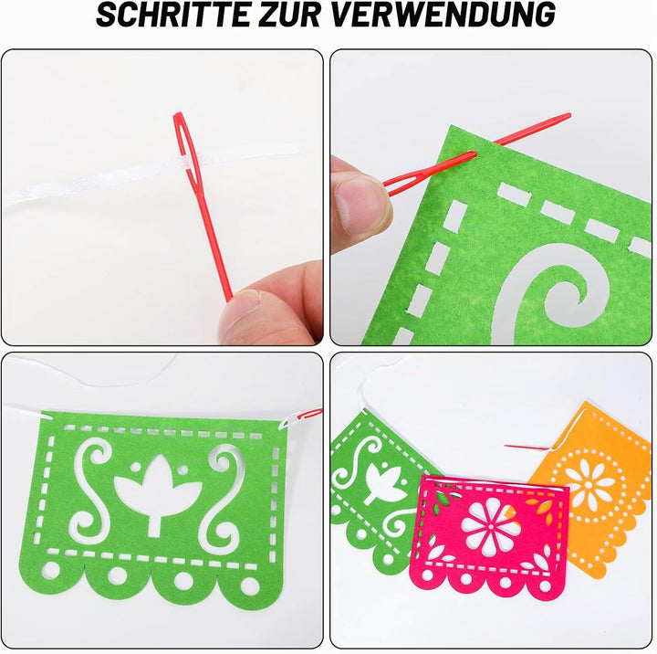 Qpout 4 Stück Mexikanisches Fiesta Party Filzbanner,Tag der Toten, Dia de Los Muertos, Papel Picado,