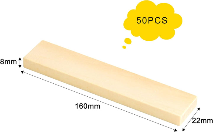 Joycabin 50 Stück Holzklötzchen zum Basteln, 160 x 22 x 8mm Bastelholz klötzchen Holzbausteine baste