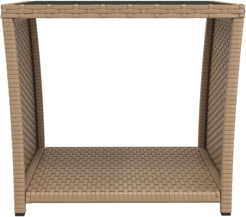 FIRBNUS 45x45x40 cm Garten Beistelltisch mit Glasplatte Couchtisch Balkontisch Terrassentisch Garten