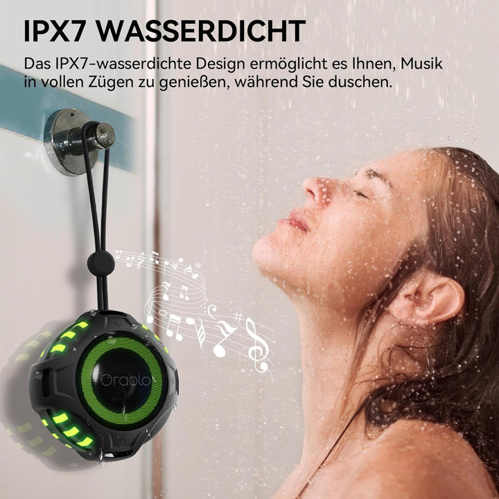 oraolo Bluetooth Lautsprecher Dusche Tragbarer Mini Musikbox | IPX7 Wasserdicht Duschlautsprecher 8H