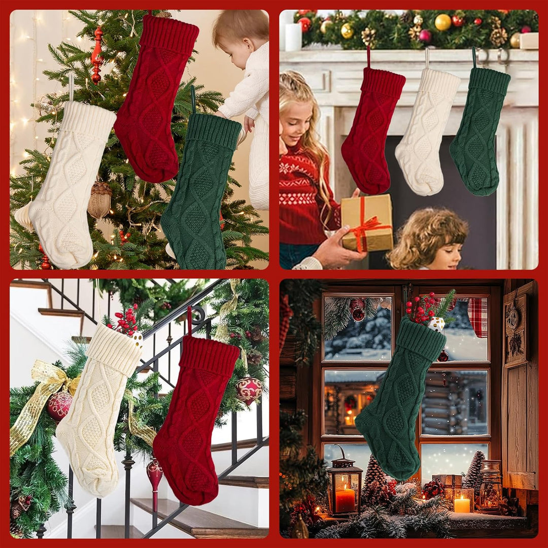Weihnachtsstrümpfe - Grosse Familienstrümpfe, gestrickte Urlaubsstrümpfe, Baumschmuck für Kamin Urla