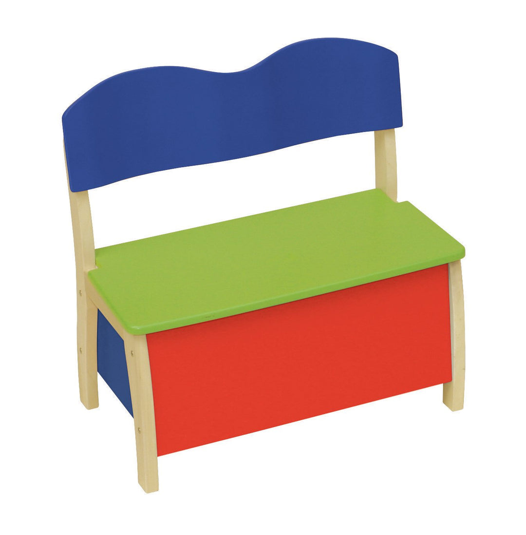 roba Kindertruhenbank, aus Massivholz und MDF gefertigt, Rücken und Sitzfläche mehrfarbig lackiert,