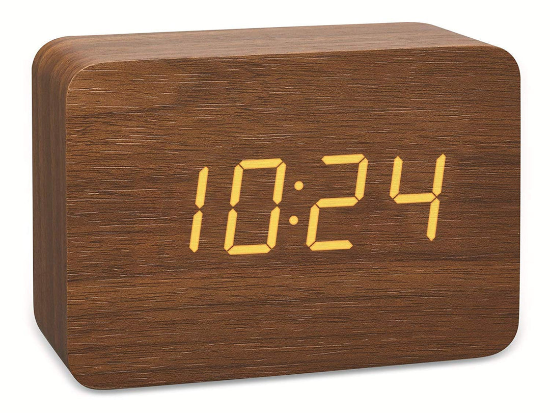 TFA Dostmann 60.2549 Clocco Funk-Wecker in Holzoptik braun/orange mit Batterien