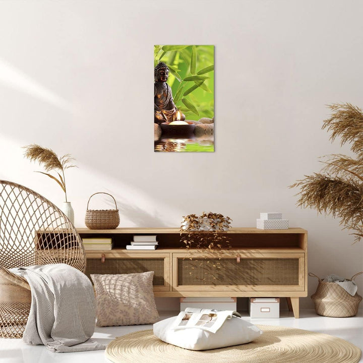 Bilder auf Leinwand Buddhismus Feng Shui Spa Bambus Leinwandbild mit Rahmen 45x80cm Wandbilder Dekor
