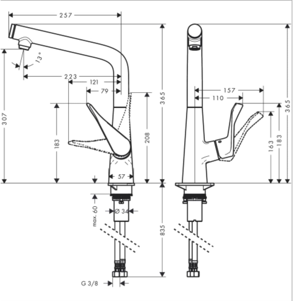 hansgrohe Metris Select Einhebel-Küchenarmatur, Komfort-Höhe 320mm mit Schwenkauslauf, Chrom ohne Sc