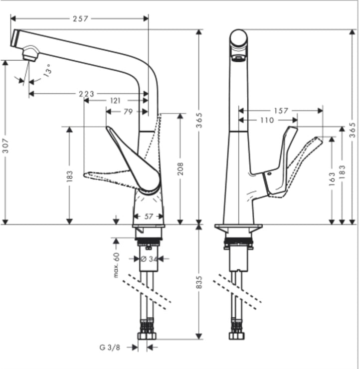 hansgrohe Metris Select Einhebel-Küchenarmatur, Komfort-Höhe 320mm mit Schwenkauslauf, Chrom ohne Sc
