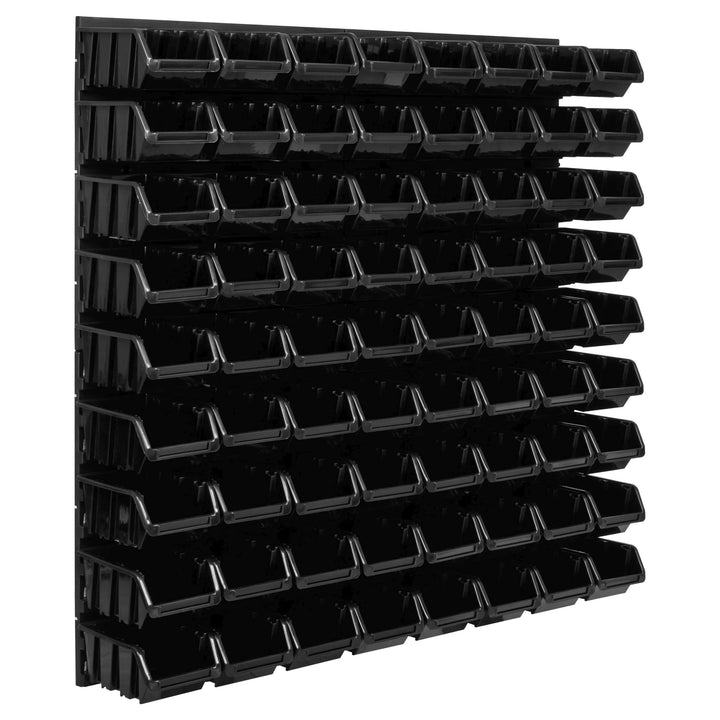 Lagersystem Werkstattregal | 78 x 78 cm | 72 stck. Box | Wandregal mit Stapelboxen - Wandplatten Ext
