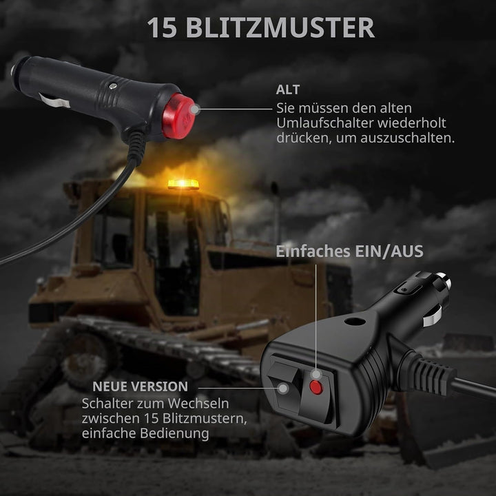 Justech 240LEDs 35W Warnleuchte Warnlicht Warnblinkleuchte 15 Modi Notfall-Blinkleucht 12V/24V Blitz