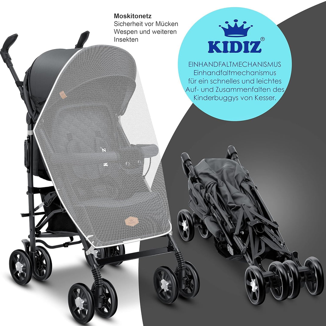 KIDIZ® Kinderwagen City-Pro Buggy Kinderbuggy klappbar Liegebuggy Sportwagen Faltbar 360° 6-Zoll-Räd