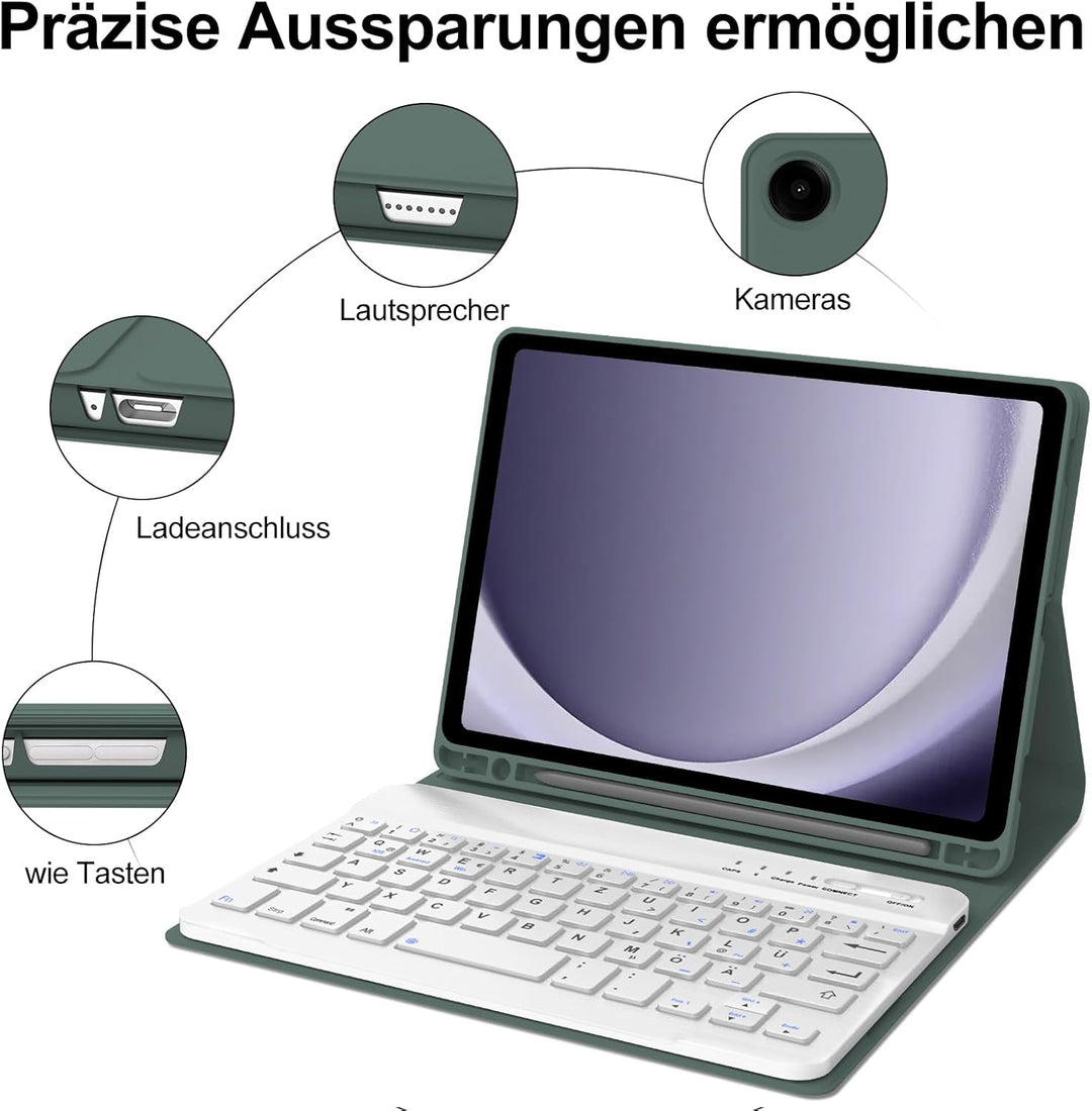 IVEOPPE Hülle mit Tastatur für Samsung Galaxy Tab A9 8.7", Tastatur für Samsung Tablet A9 2023, Magn